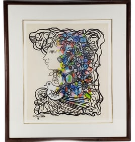 Rene Portocarrero (Cuban, 1912-1985) La Flora de Portocarrero, Gouache and watercolor on paper,