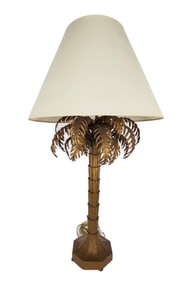 Brass Palm Tree Table Lamp, 20th Century, Overall-39 3/4" h. 14" w.