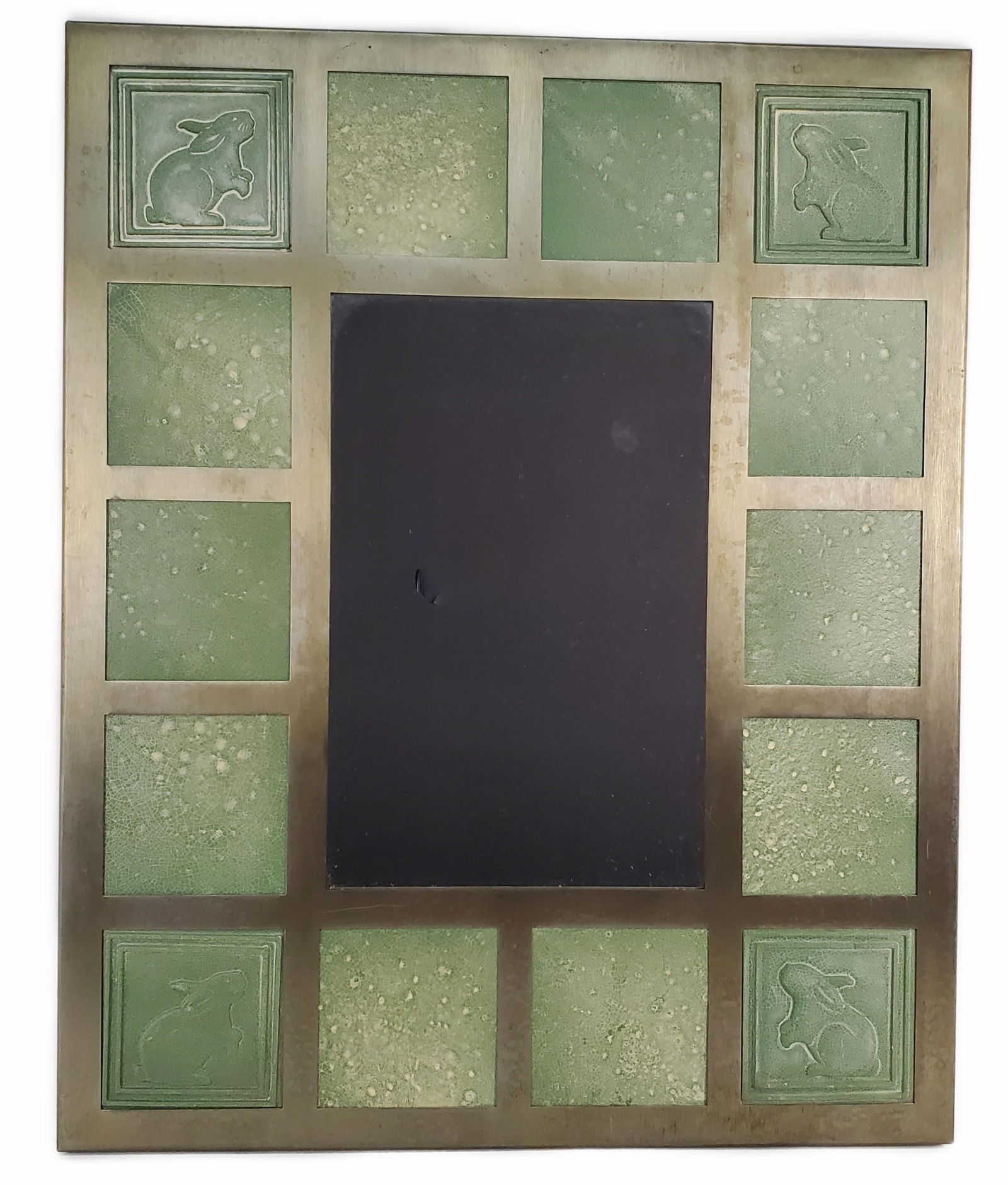 Mid-Century Tile and Brass Sectional Mirror, 20th Century, 33" x 26 3/4" (1 of 4)