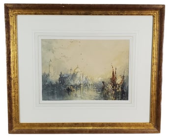 David Levine (American, b.1926) Venice Grand Canal, Gouache and watercolor on paper, Signed D.