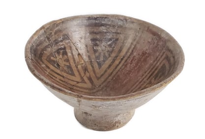 Pre-Columbian Narino Pottery Footed Bowl, 4" h. 6 3/4" dia.