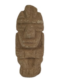 Pre-Columbian Stone Carved Idol, 7 1/2" h. 3" w. 2 1/2" d.