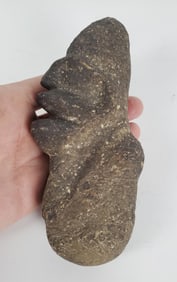 Pre-Columbian Stone Carved Idol, 6 3/8" h. 3" w. 1 1/2" d.