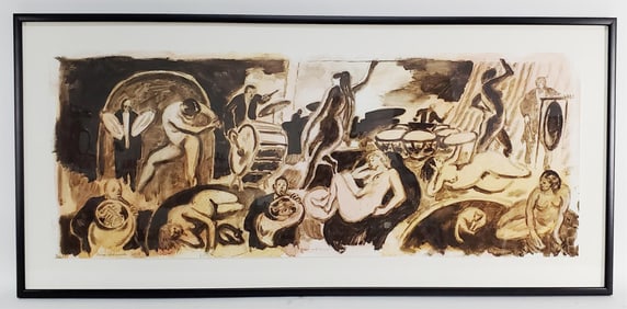 George Johanson (American, 1928-2022) Music and Venus, Ink and Gouache on paper, Signed, titled, and