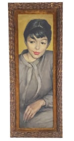 American School (Early 20th Century) Portait of a Lady, Oil on canvas, signed Ruth Osk on back, 28