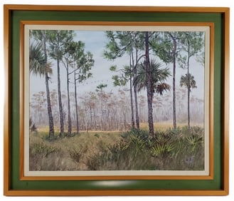 Sam Vinikoff (American/Florida, 1919-2010) Backwoods Big Cypress, Oil on canvas, Signed lower right,
