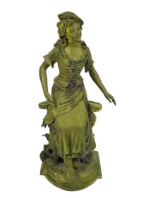 Jim Davidson Bronze Sculpture of a Seated Lady, 20th Century, Signed on the base, 48" h. 24" w.