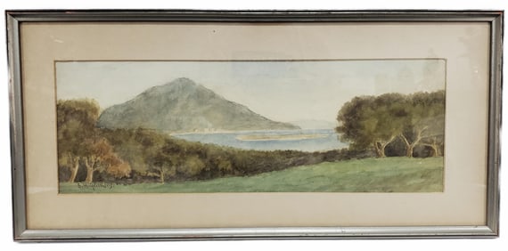 S. A. Jenkins (Early 20th Century) Landscape, Watercolor on paper, Signed lower left, Sight-6" x 17