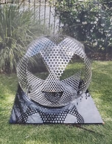 Vladamir Skoda (Czechlovakian, b.1942) Perforated Stainless Steel Spherical Sculpture, 33 1/2' h. 35