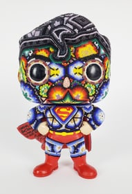 Rick Wolfryd aka Chroma (American, b. 1953) Superman, Mixed Media Sculpture with intricate Huichol