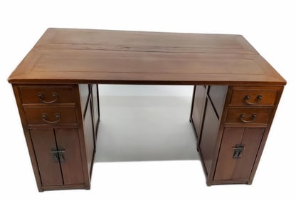 Antique Chinese Jumu Hardwood Doctors Writing Table/Desk, late 19th Century, pedestal base with