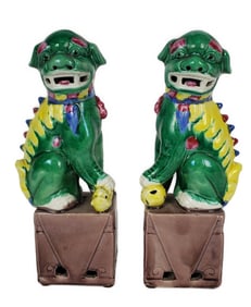 Pair of Chinese Porcelain Foo Dogs, 8 1/2" h. 2 1/2" w. 2" d.