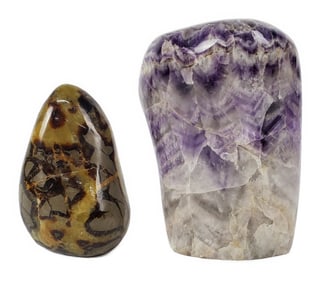 Two Polished Stone Boulders, 8" x 5 1/2" and 6" x 4"