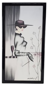 Patrick Nagel (American, 1945-1984) Untitled, Acrylic on canvas, Signed Nagel lower right, 24" x