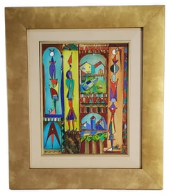Jose Mijares (Cuban, 1921-2004) Figures with Landscape, Signed lower right, Oil on canvas, 14" x
