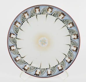 Japanese Porcelain Enameled Large Dish, with chop mark to back, 13 1/2" dia.