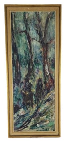 American School (Circa 1960's) Expressionist Forest Trees, Oil on board, Signed Moss lower right,