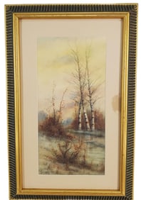 Attributed to Alfred Thompson Bricher (American, 1837-1908) Autumn River Landscape, Watercolor on