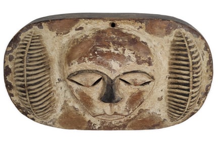 African Tribal Wood Carved Mask, 20th Century, 8" h. 14" w.
