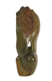 Biggie Kapeta (Zimbabwe, 1956-1999) Rabbit, Shona Green Serpentine Variegated Stone Sculpture,
