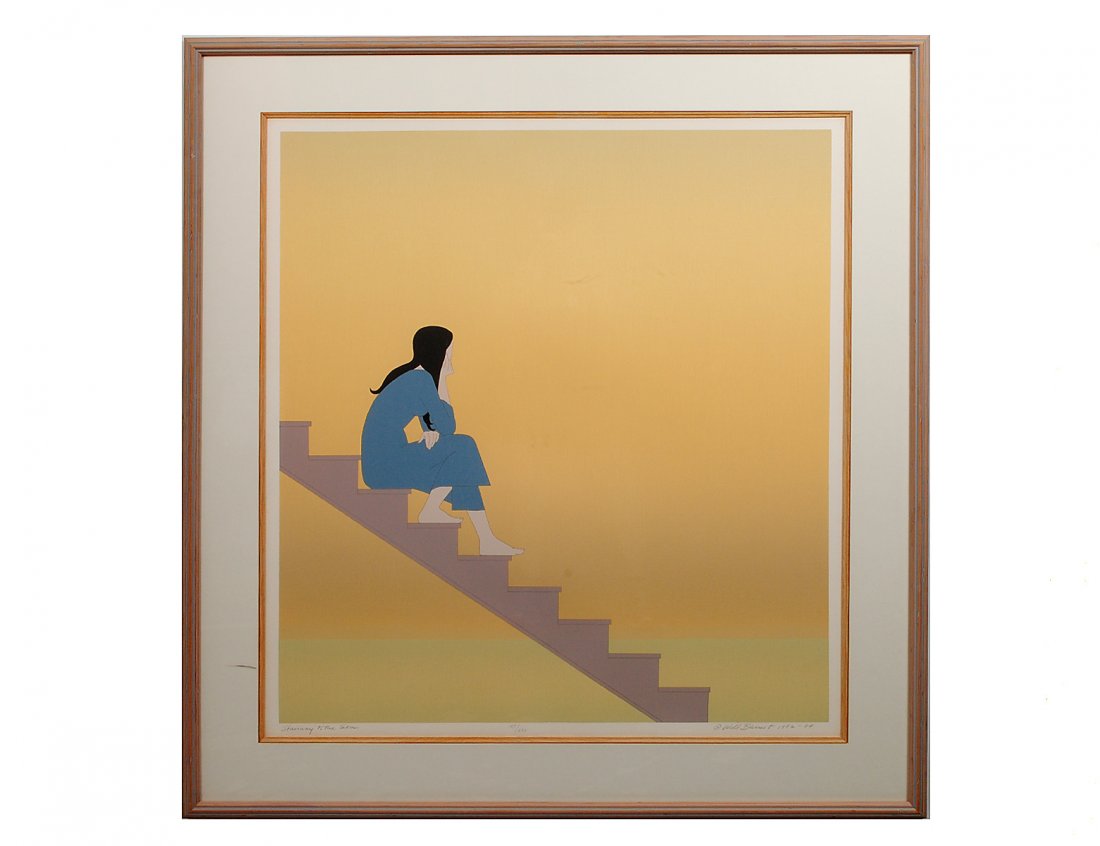 WILL BARNET (American. 1911-2012): "Stairway to the Sea". Signed, titled, dated 1982-84 and numbered 127/250 in pencil in the lower margin. Lithograph. Sight measuring 34 1/2" by 31 1/2". Framed. (Cond: good) (400/600)