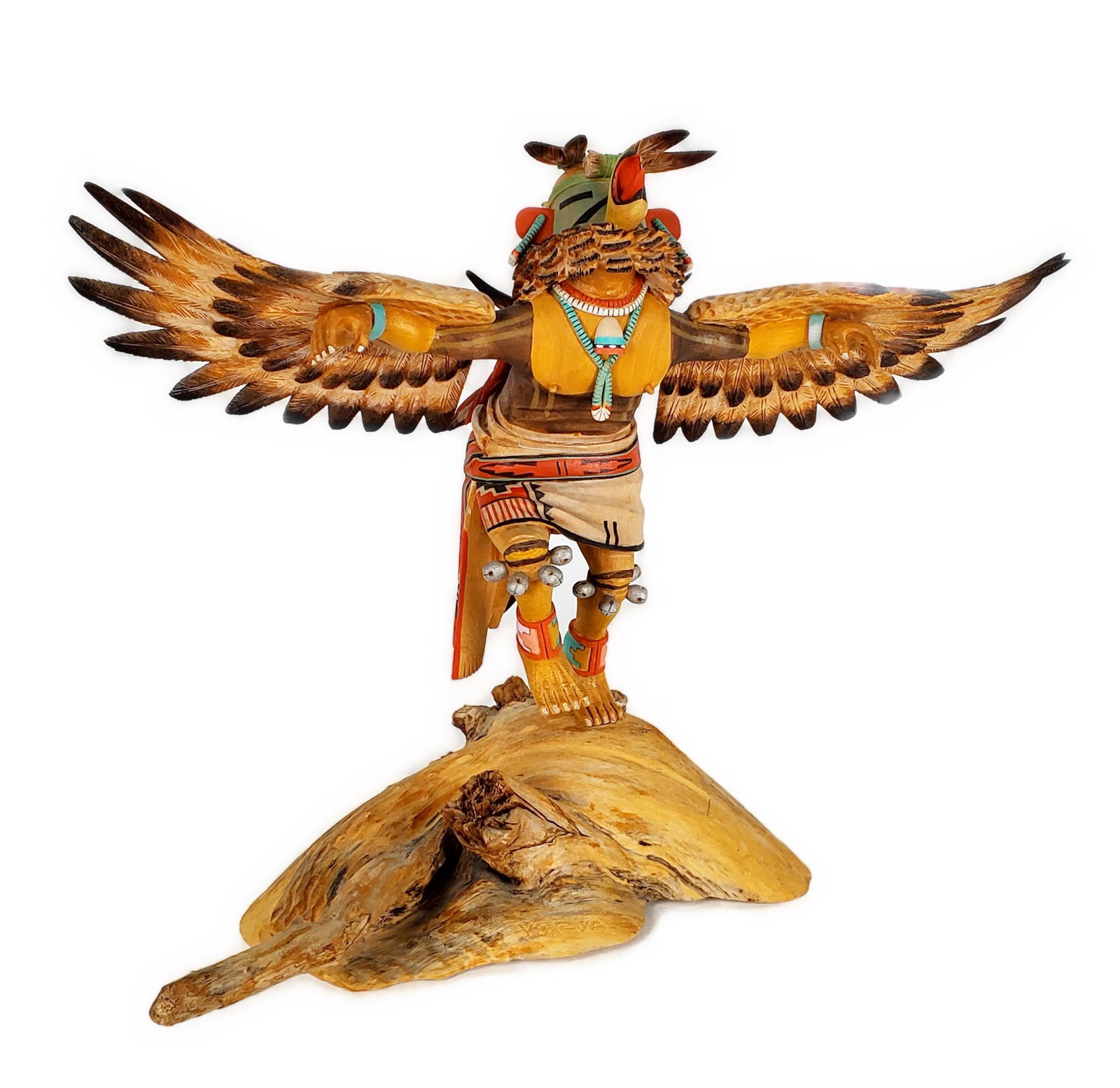 Southwest Native American Wood Carved and Painted Eagle Kachina, Signed David Roy, dated '93, and (1 of 8)