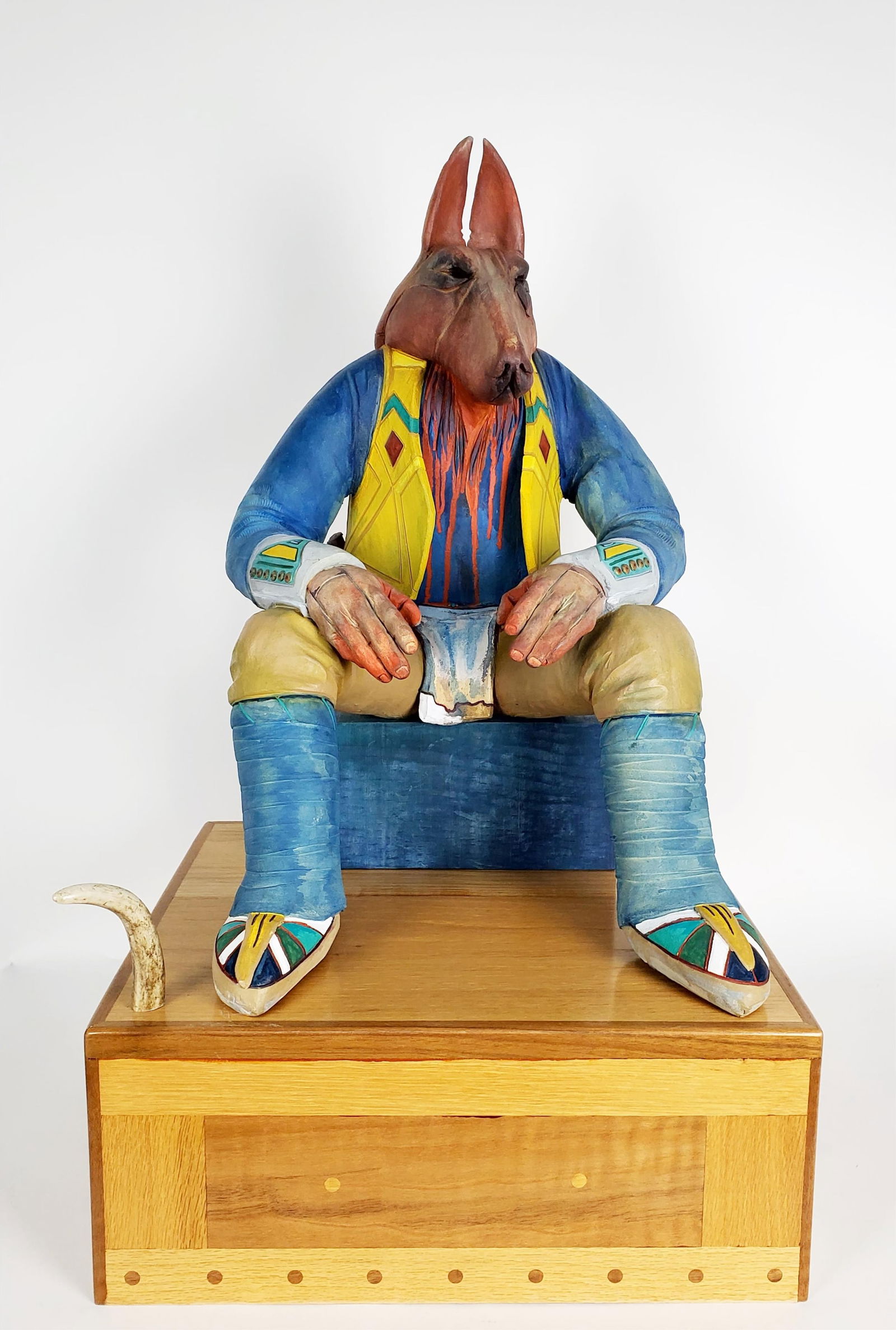 Southwest Native American Pottery Sculpture of a Coyote Cowboy by Robert Brubaker (1921-2011), (1 of 13)