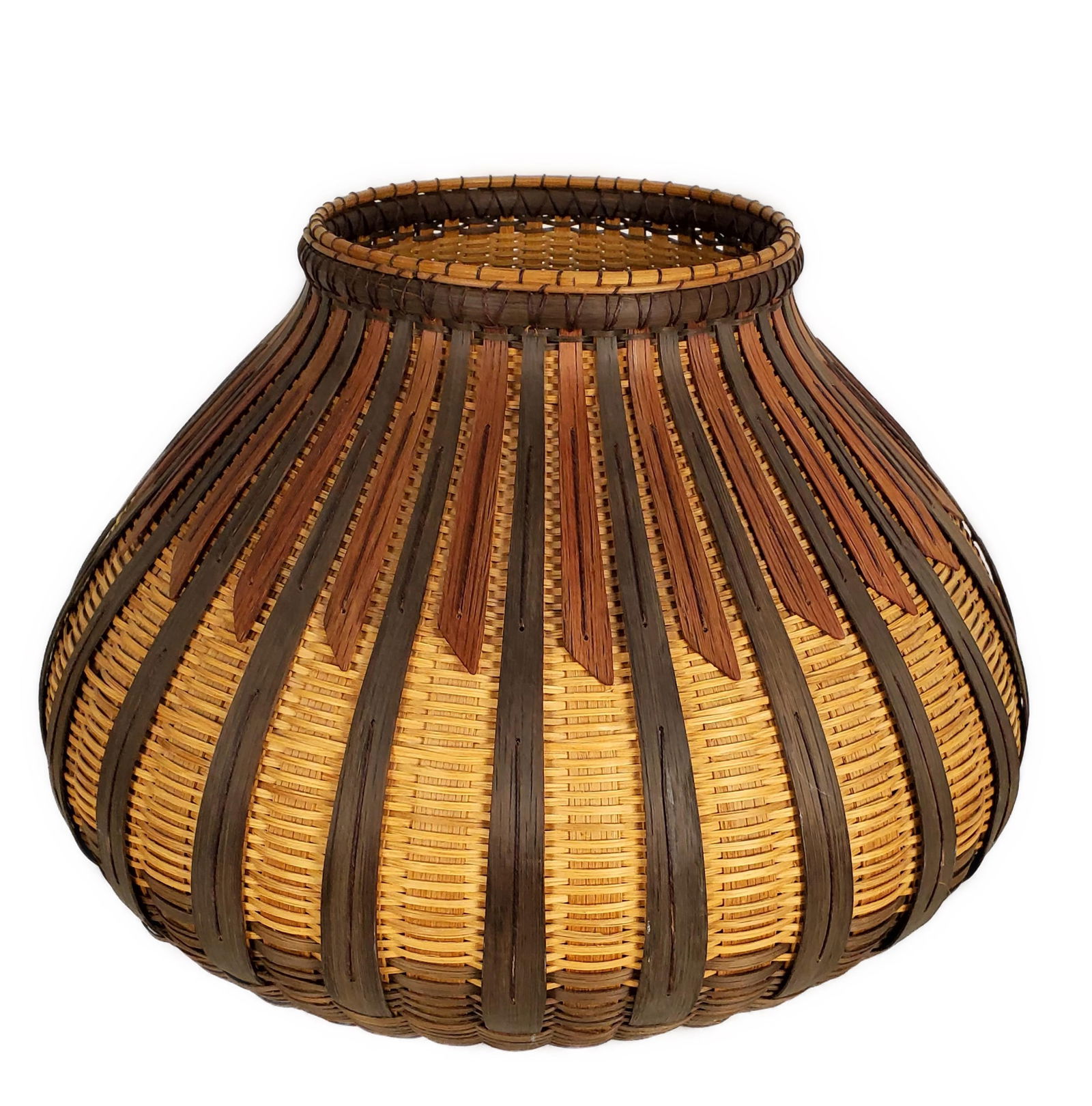 Leon Niehues (Huntsville, Arkansas) Woven White Oak Basket, Signed Niehues and dated 1990, 9 5/8" h. (1 of 3)