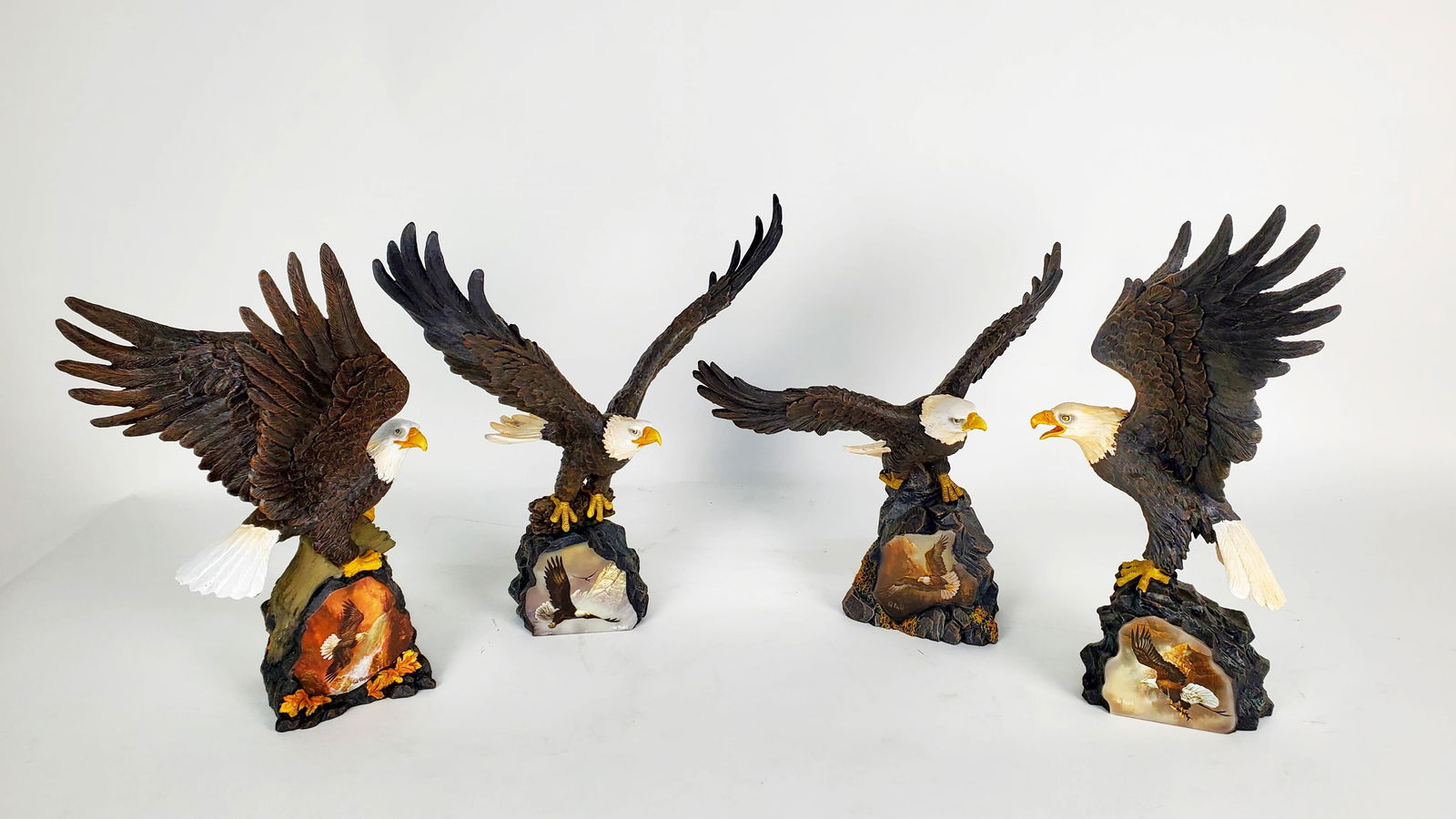 Group of Four Bradford Exchange Resin Eagle Sculptures, Limited Edition of River Watch by Ted (1 of 5)