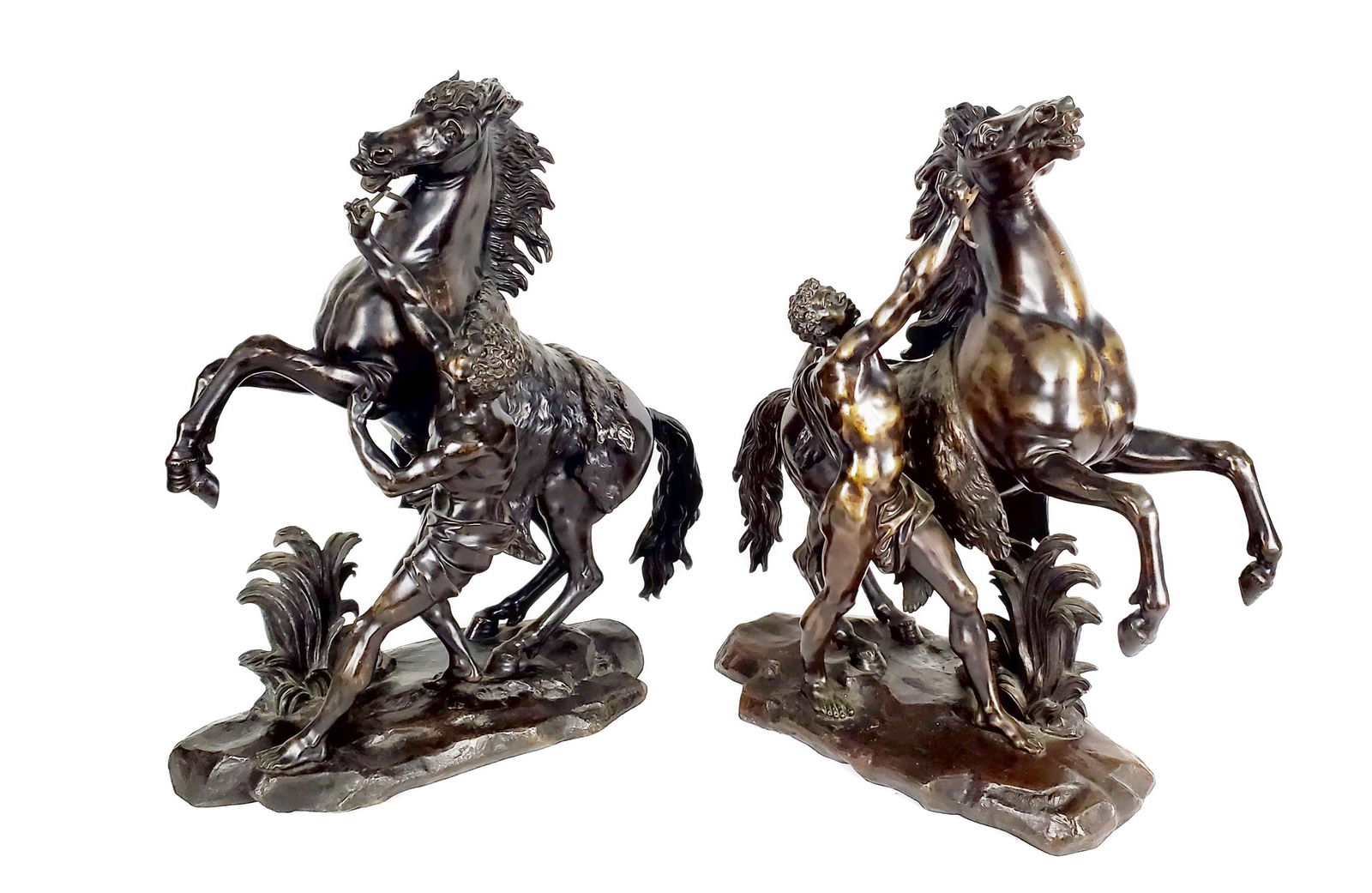 Pair of Antique Marly Horse Bronze Patinated Sculptures After Guillaume Coustou, Late 19th/Early (1 of 7)