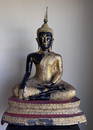 Thai Antique Gilded Bronze and Lacquered Figure of Buddah, Thai Buddah from the Ratnakosin (Bangkok)