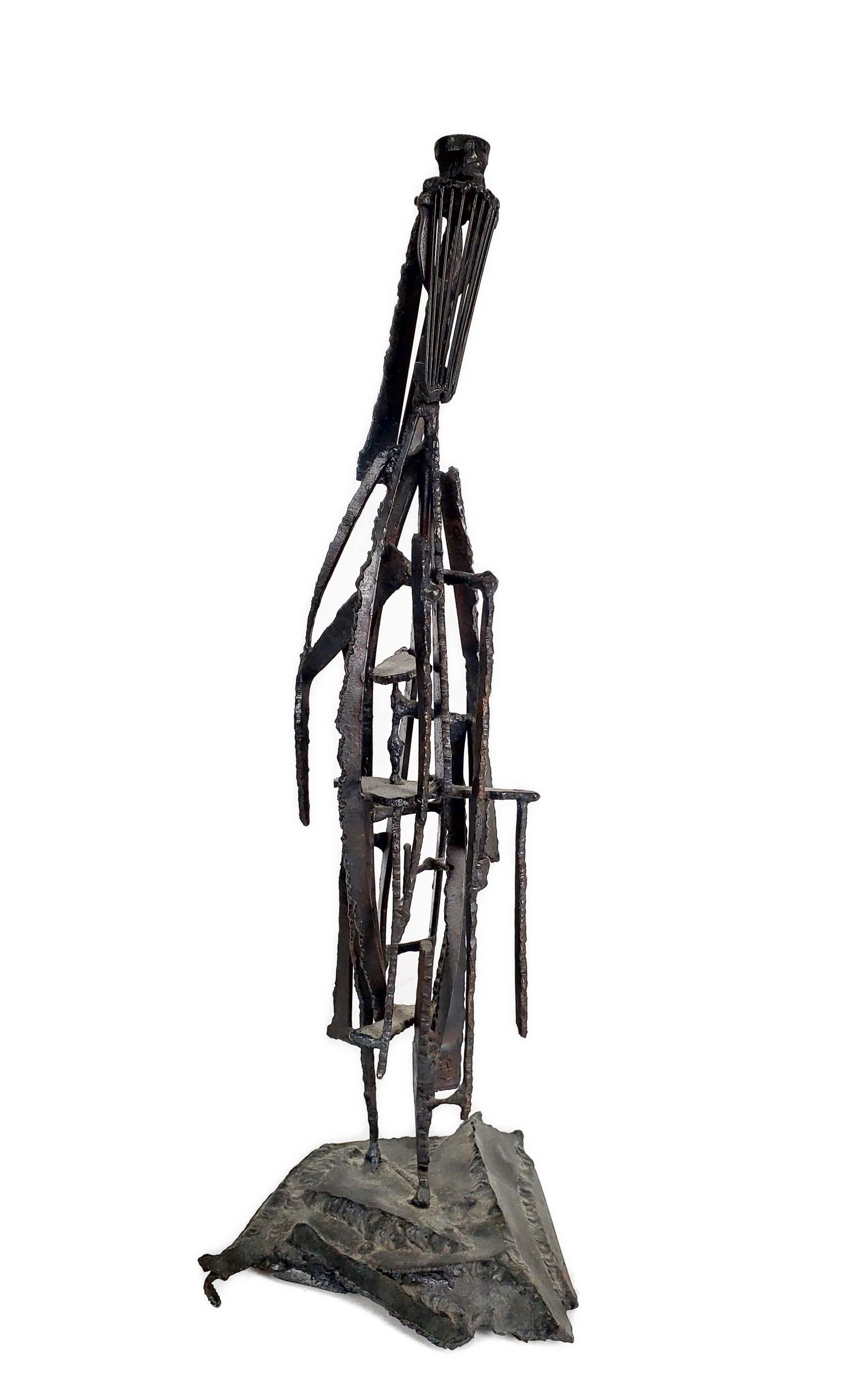A Mid-20th Century American Brutalist Bronze Sculpture, unsigned, 19" h. 6 1/2" w. 6" d. (1 of 6)