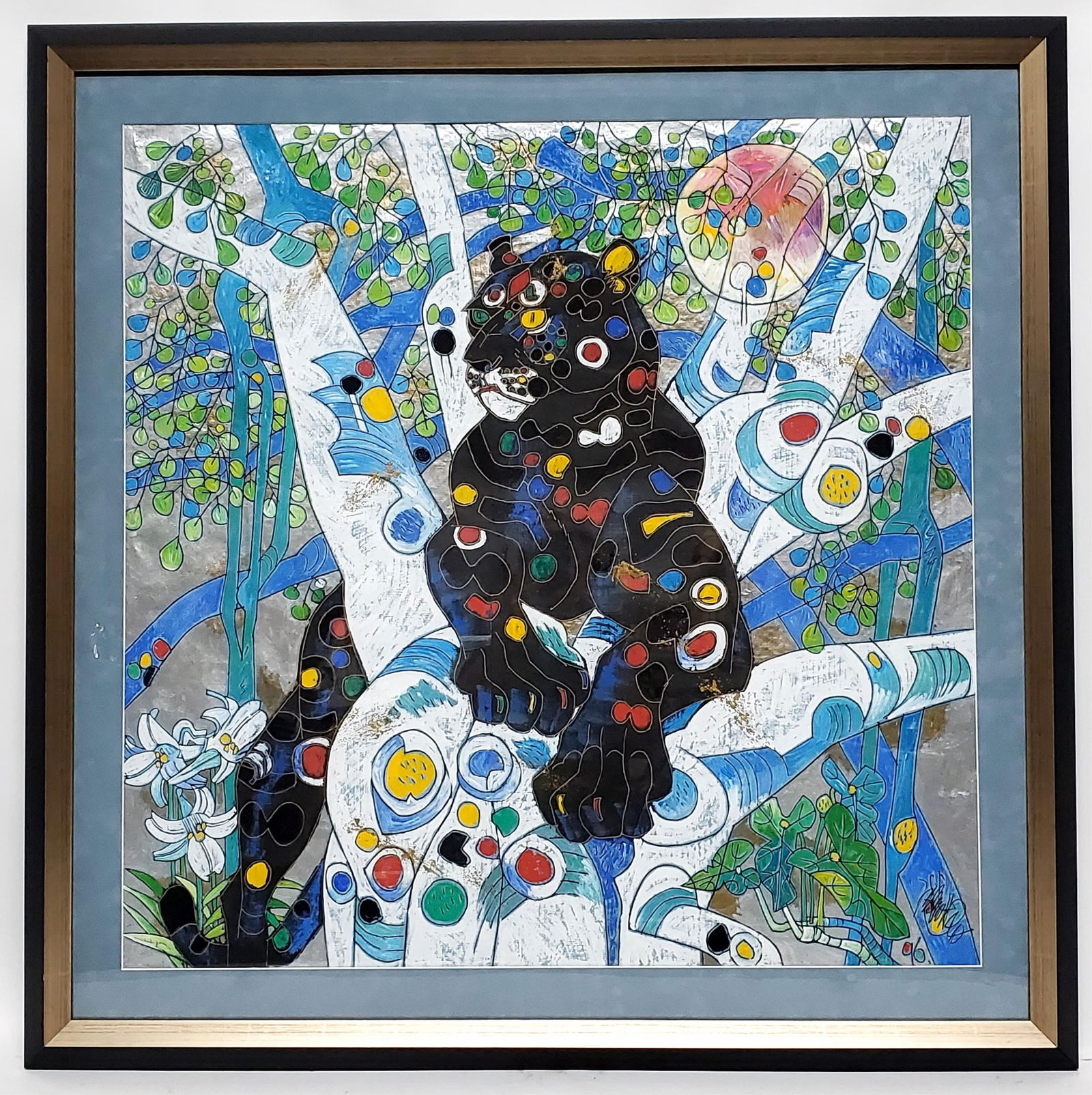 Jiang Tie-Feng (Chinese, b. 1938) Enjoying II, Signed, Mixed Media on Rice Paper Painting,36" x 36", (1 of 5)