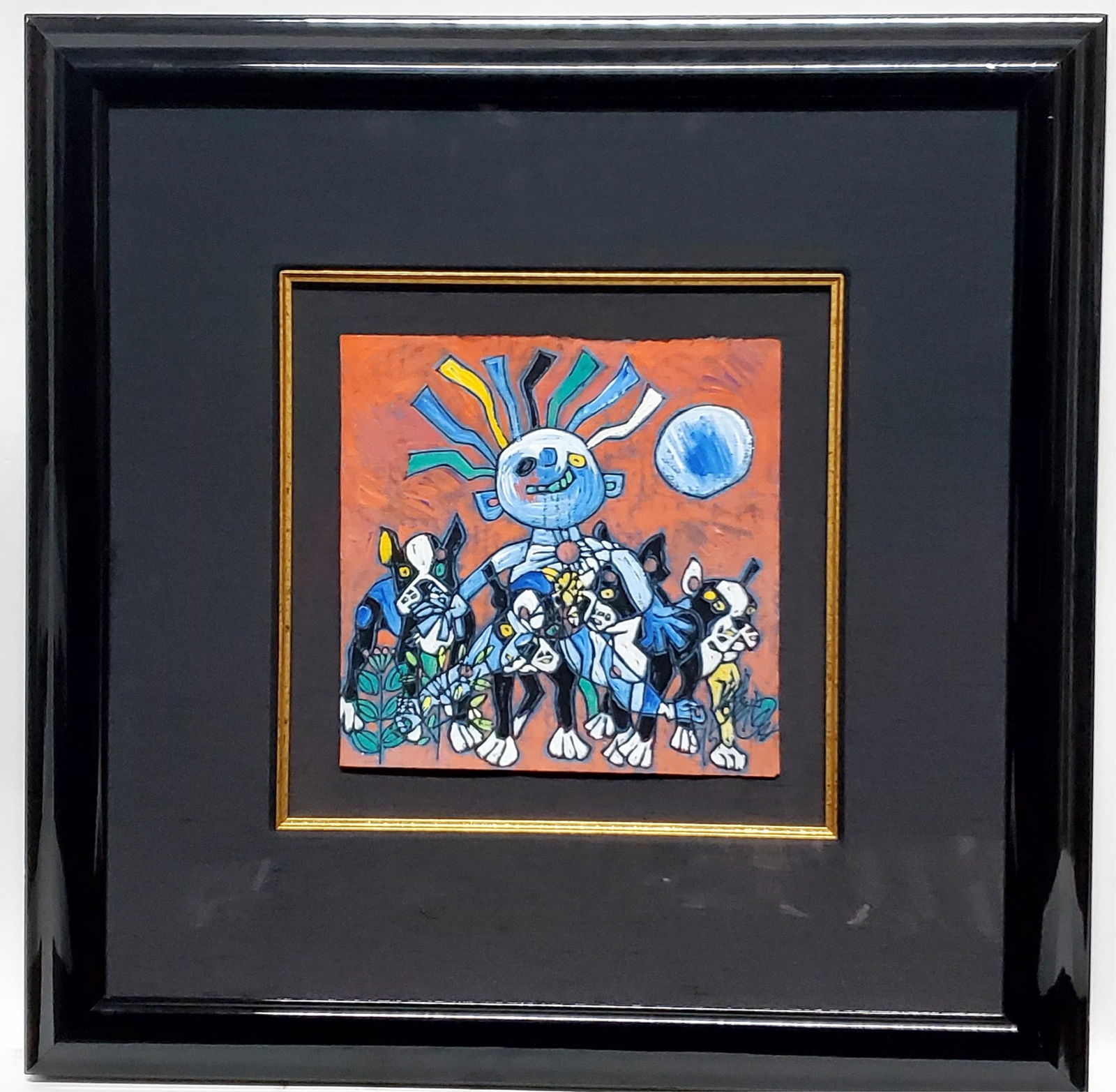 Jiang Tie-Feng (Chinese, b. 1938) Sun God and the Dogs, Signed, Mixed Media on Paper, Back Signed in (1 of 4)