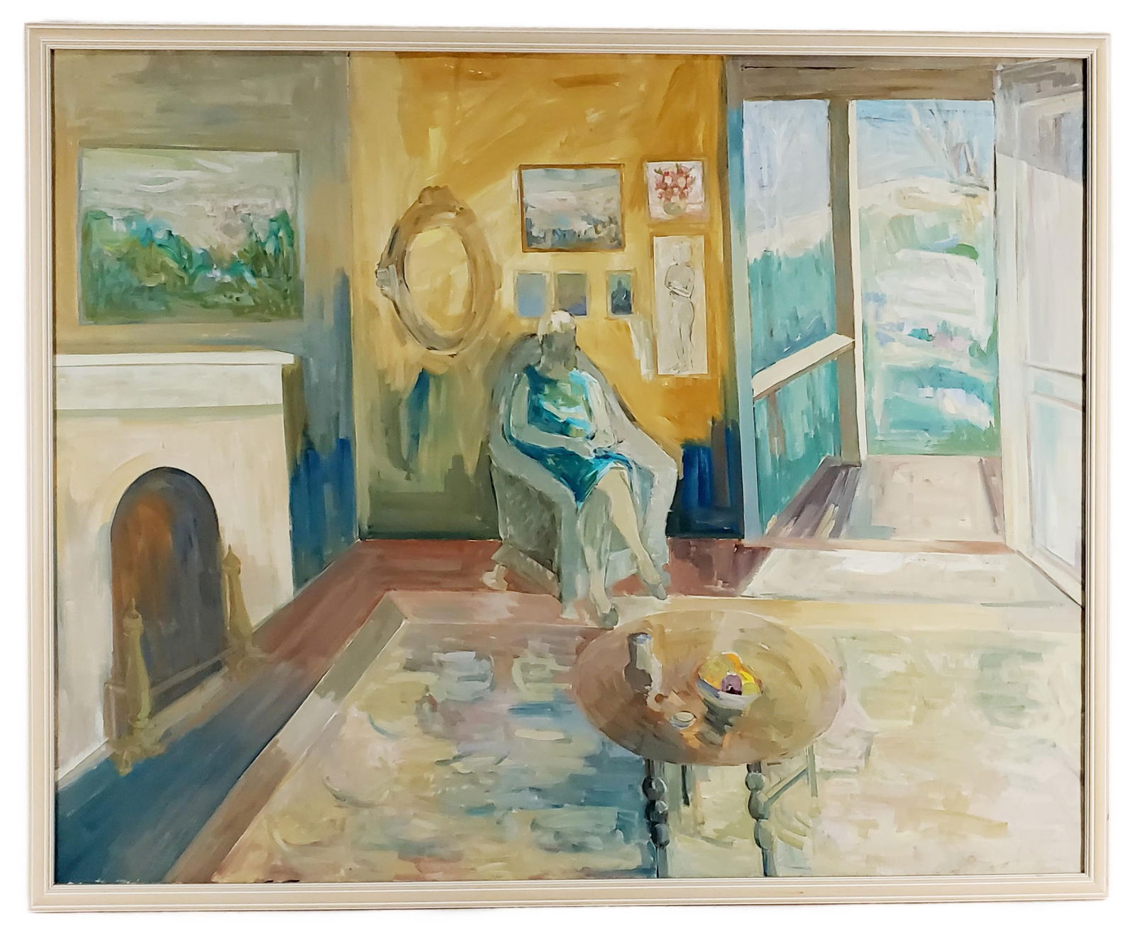 Marsha Blum (American, 20th Century) Two Paintings, Interior Scene with Seated Figure and Landscape (1 of 7)