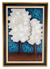 Sally Michel Avery (American, 1902-2003) Trees, Signed Sally Michel and dated 1987 lower right, 29"