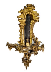 Rare English George II Carved and Gilded Mirror Wall Applique, Attributed to Thomas Chippendale