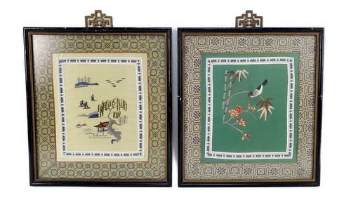 Two Chinese Silk Woven Panels