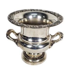 Large Silver Plate Rococo Style Two Handled Wine Bucket
