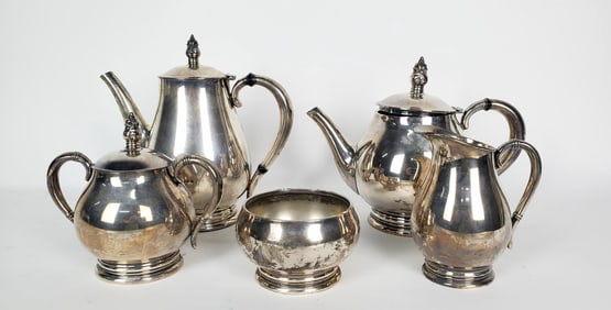 International Sterling Silver Five Piece Royal Danish Tea/Coffee Set, 2388 grams, marked Sterling,
