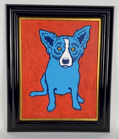 George Rodrigue (American/Louisiana, 1944-2013) Blue Dog, Signed Rodrigue lower left, Verso signed