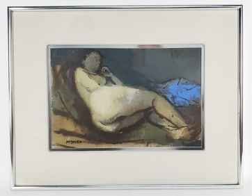 Moses Soyer (American, 1899-1974) Reclining Nude, Signed M. Soyer lower right, Oil on canvas, 12" x