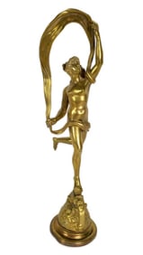 Antique Gilded Bronze Sculpture of Fortuna, After Giambologna (1529-1608), 15 1/2" h. Note: has dent