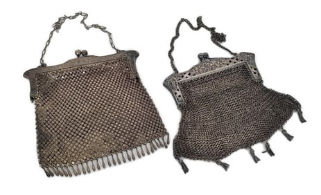 Two Antique German Silver Mesh Ladies Purses/Handbags, both marked German Silver, each approx.-6" x