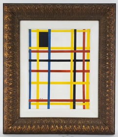 Style of Piet Mondrian (Dutch, 1872-1944) New York City, Signed PM lower right, Oil on Board, 17