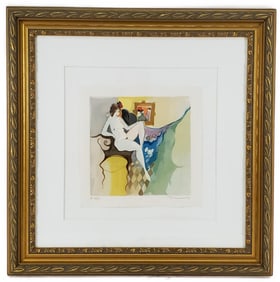 Itzchak Tarkay ( Yugoslavian/Israeli,1935-2012) Sandra with Flowers, Signed Artist's proof numbered