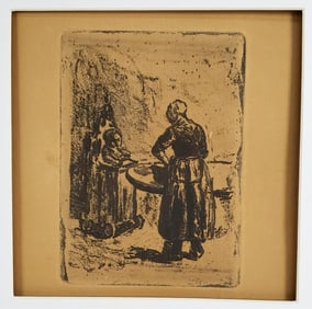 Max Liberman (German, 1847-1935) In the Kitchen, 1890, Etching, Watermark to paper, Image-4 3/4" x 4
