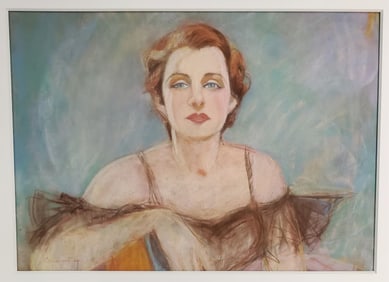 Early 20th Century Pastel on Paper Painting of a Lady, Signed Chaumet and dated '36, Sight-15" x