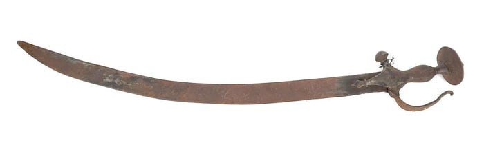 Antique Persian Iron Sword, with heavy oxidation and rust, 28 1/2" L.