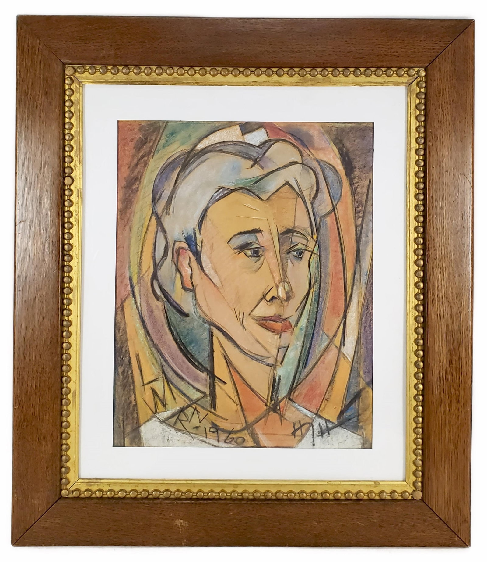 Harry Hult (American/New Mexico, 1894-1964) Portrait of the Bust of a Man, Signed lower right,: Harry Hult (American/New Mexico, 1894-1964) Portrait of the Bust of a Man, Signed lower right, inscribed LMRN and dated 1960, Sight-19 1/2" x 15 1/2", Framed-31 1/4" x 27 1/4"